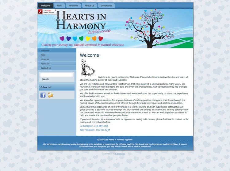 old website of hearts in harmony welness