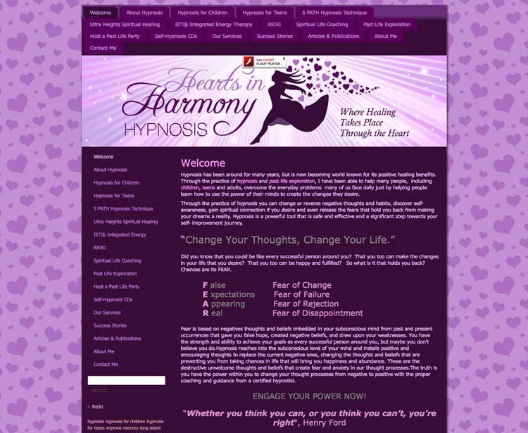old website of hearts in harmony hypnosis